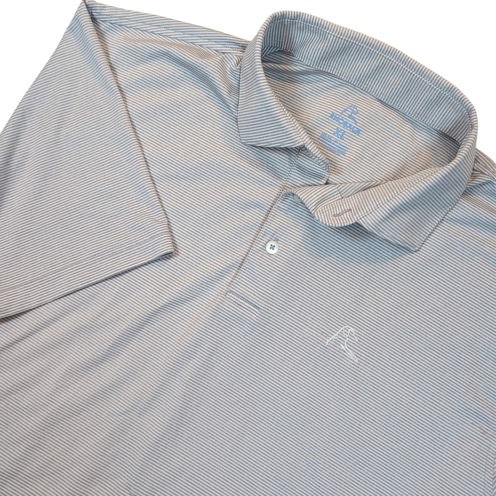 Rhoback Polo Shirt Mens XL Grey Striped Short Sleeve Performance Golf Stretch